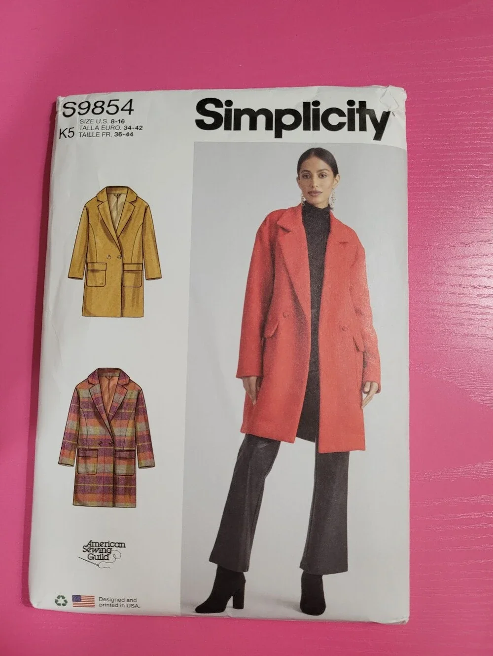 Simplicity Misses' Lined Coat Sewing Pattern S9854 Sizes 8-16 (1464)